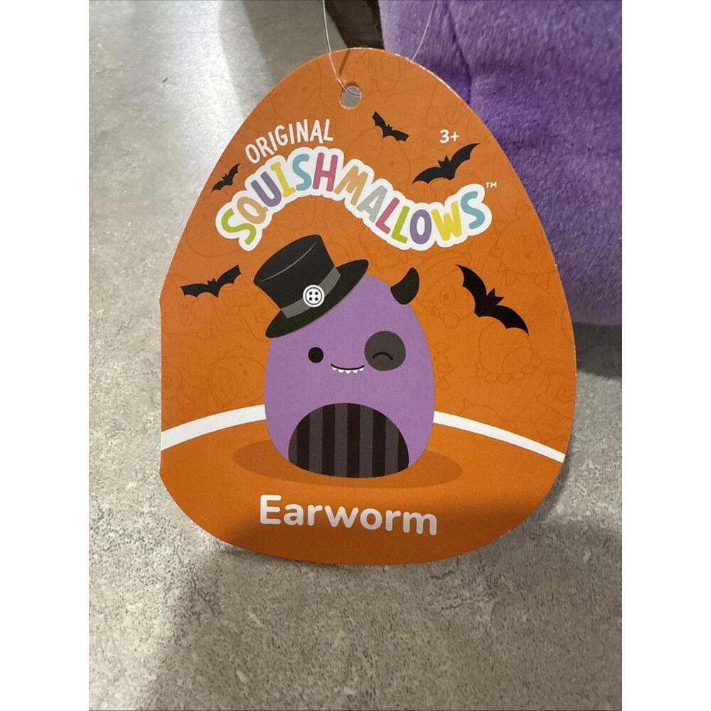 SQUISHMALLOWS 3.5" Clip On Earworm the Winking Purple Monster Soft Plush - Picture 3 of 3